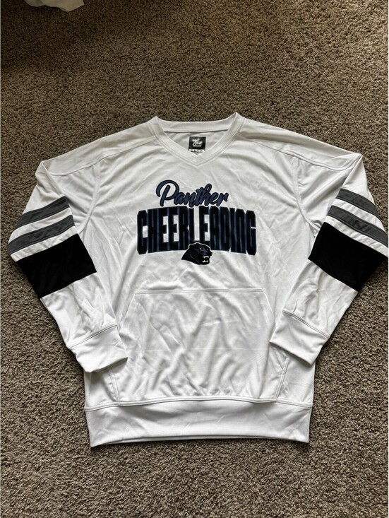 Tops - Fan Cloth Team Panther Cheerleading White Polyester Sweatshirt Medium